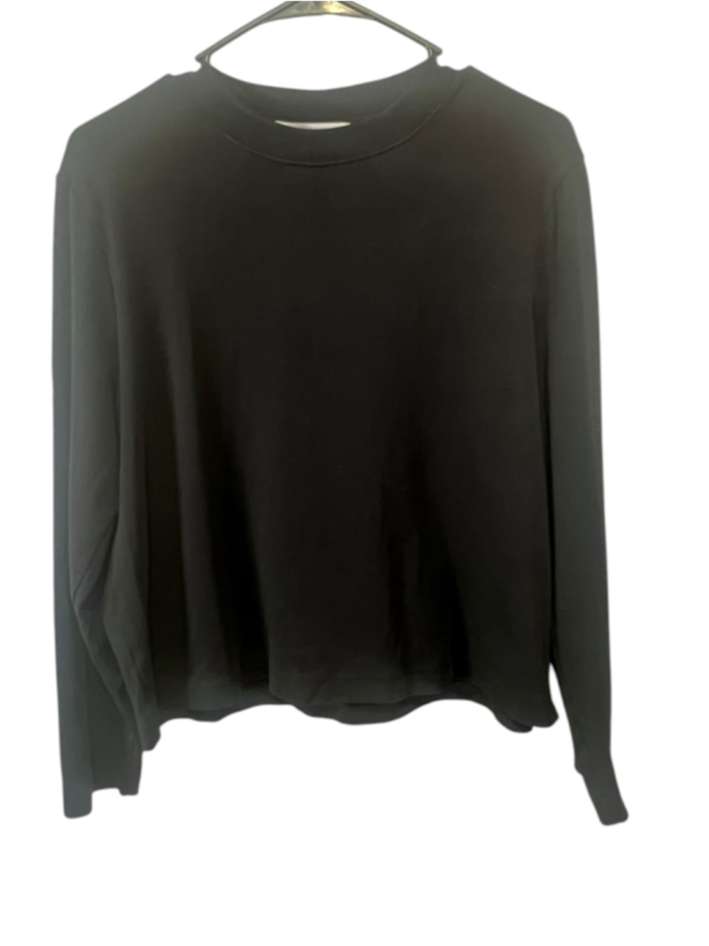 Nu-In Black 100% Cotton Minimalist Mock Neck Long Sleeve T-Shirt
